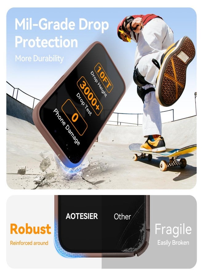 AOTESIER Magnetic for iPhone 13 Pro Phone Case, [Compatible with MagSafe][Military Shockproof Protection] Silicone Case with Soft Microfiber Lining, Camera & Screen Protection 6.1 inch, Light Brown - Image 4